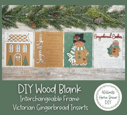 DIY Interchangeable Frame Add On Victorian Gingerbread Inserts - Adult Kid Craft - Wood Blank - Mantle Decor - Seasonal Sign - Shelf Sitter