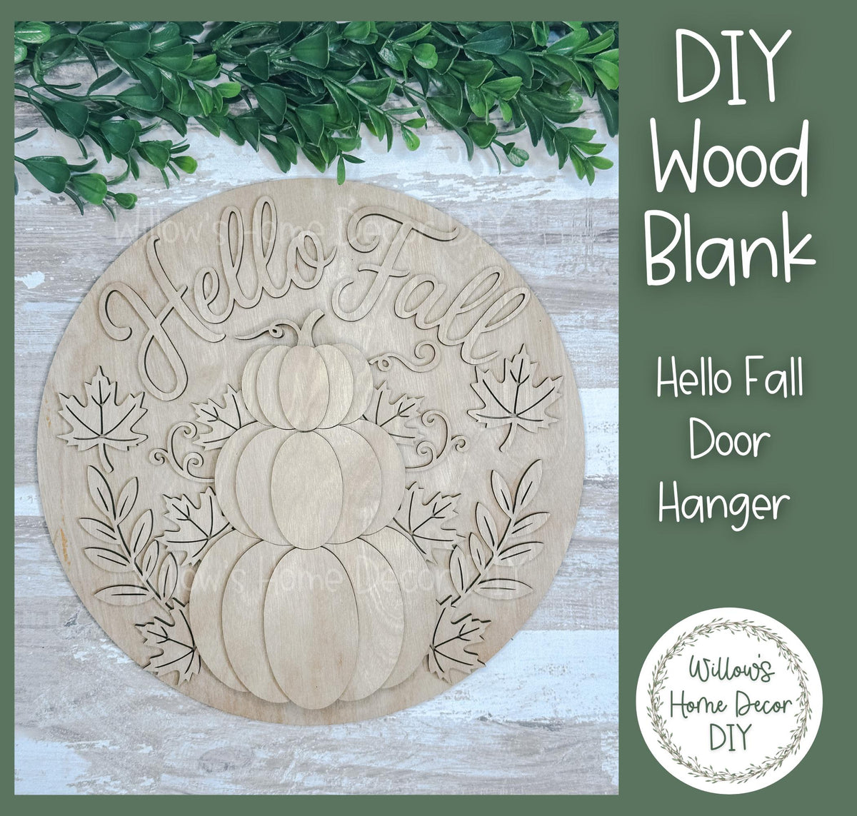 DIY Wood Blank Hello Fall Door Hanger | Unfinished Pumpkin Craft | Entryway Sign | Paint Party Supply