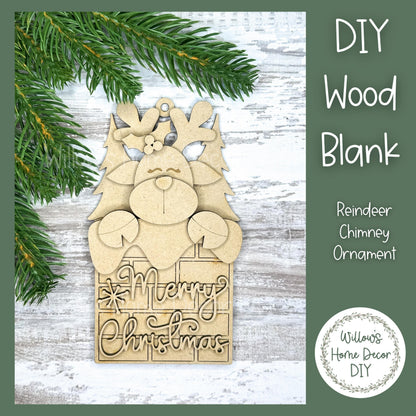 Reindeer Christmas Tree Ornament - Merry Christmas - DIY Wood Blank - Holiday Winter Decor - Tree Decoration - Adult Kids Paint Kit