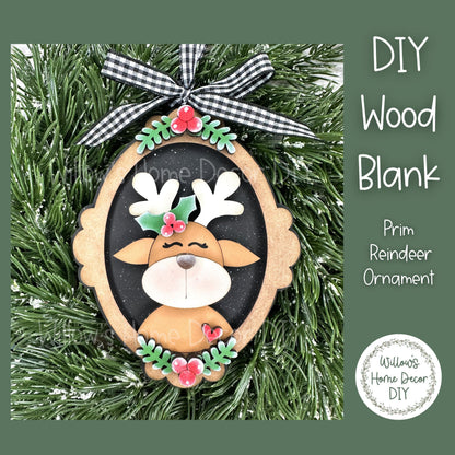Reindeer Christmas Tree Ornament - Merry Christmas - DIY Wood Blank - Holiday Winter Decor - Tree Decoration - Adult Kids Paint Kit