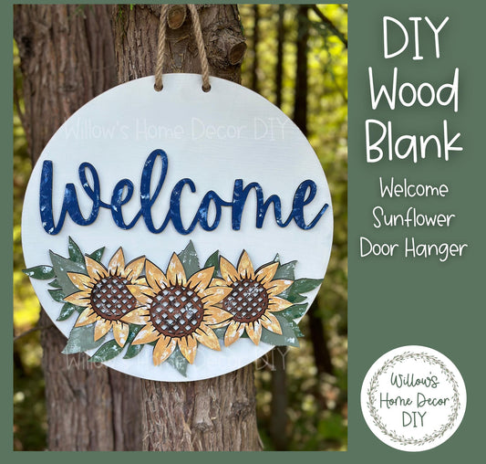 DIY Wood Blank Sunflower Door Hanger - Unfinished Adult Kid Craft - Fall Porch Decor - Front Door Sign- Paint Party - Entryway Decoration