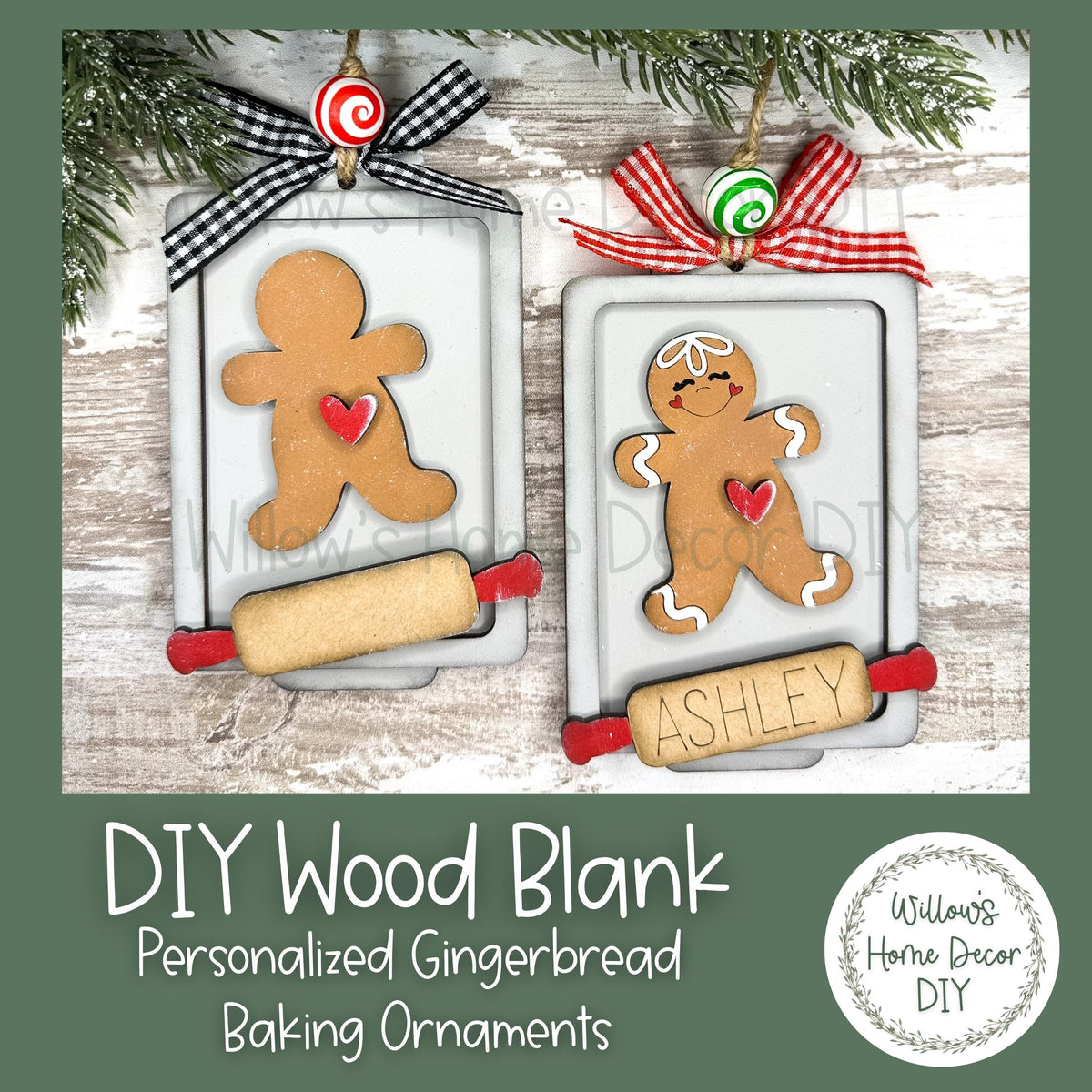 Personalized Gingerbread Baking Christmas Tree Ornament - Customized Bakers Gift - DIY Wood Blank - Adult Kid Craft Kit