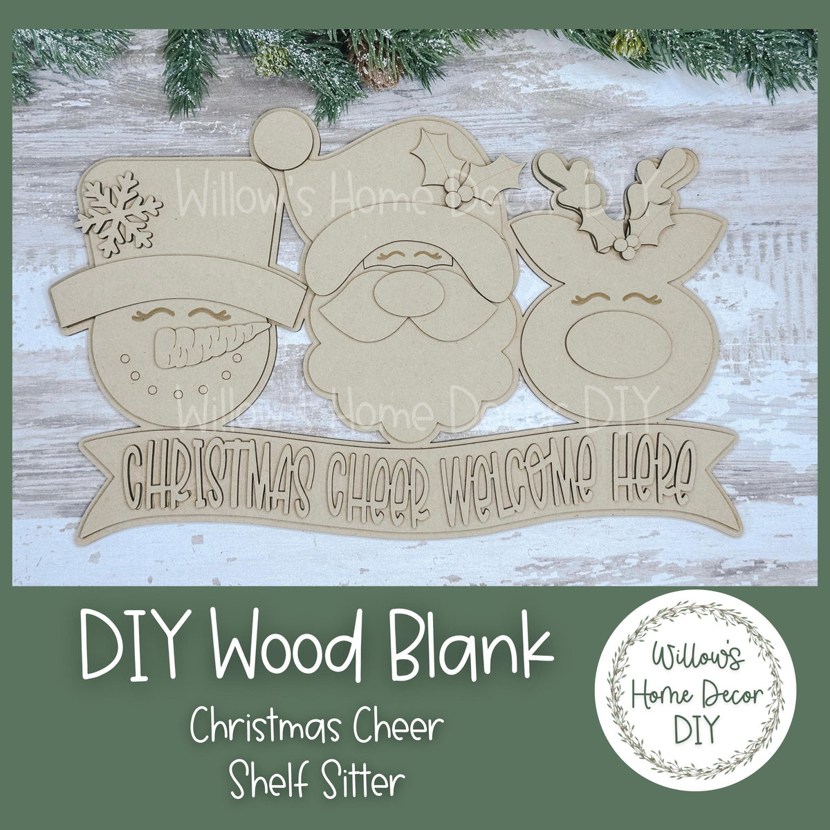 DIY ChristmasWood Blank Christmas Cheer Welcome Here - Shelf Sitter - Christmas Decor - Paint Party Supply - Unfinished Adult Kids Crafts