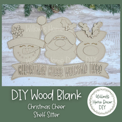 DIY ChristmasWood Blank Christmas Cheer Welcome Here - Shelf Sitter - Christmas Decor - Paint Party Supply - Unfinished Adult Kids Crafts