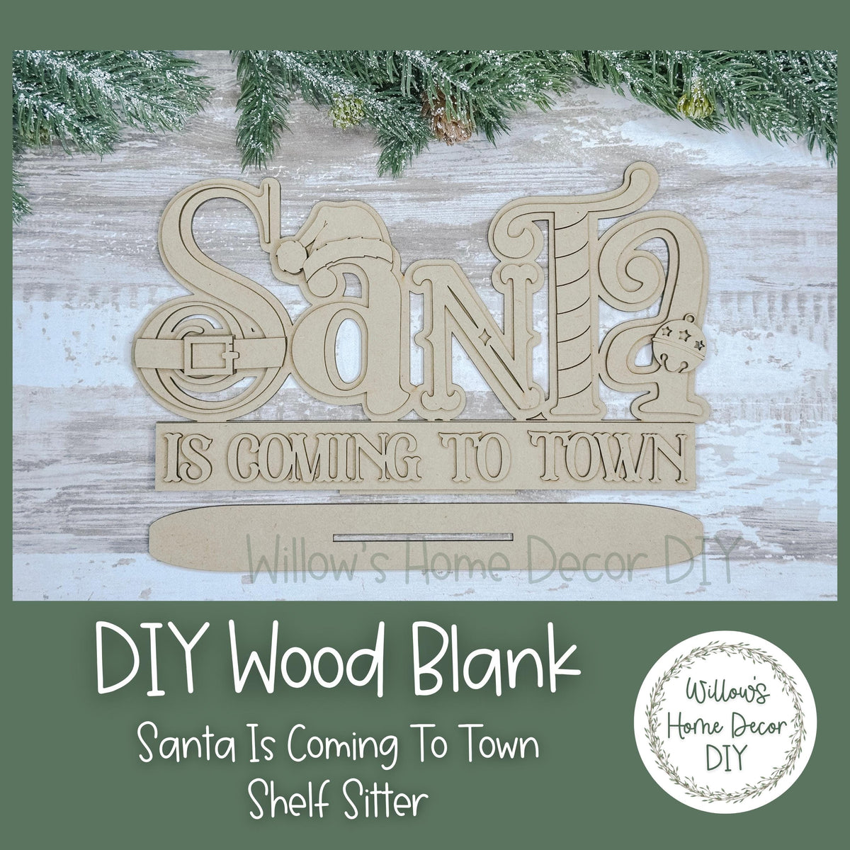 DIY Christmas Wood Blank - Santa Is Coming To Town - Shelf Sitter - Home Decor - Paint Party Supply - Unfinished Adult Kids Crafts