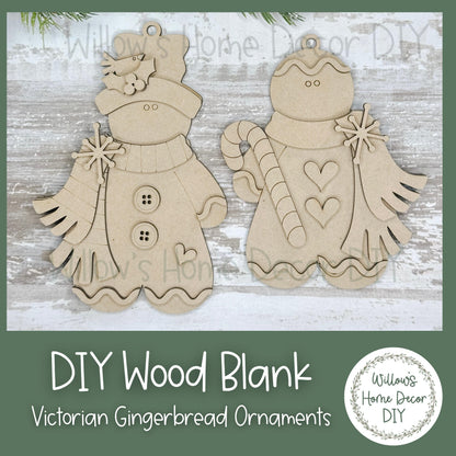 Victorian Gingerbread Christmas Tree Ornament - DIY Wood Blank - Holiday Winter Decor - Tree Decoration - Adult Kids Paint Kit