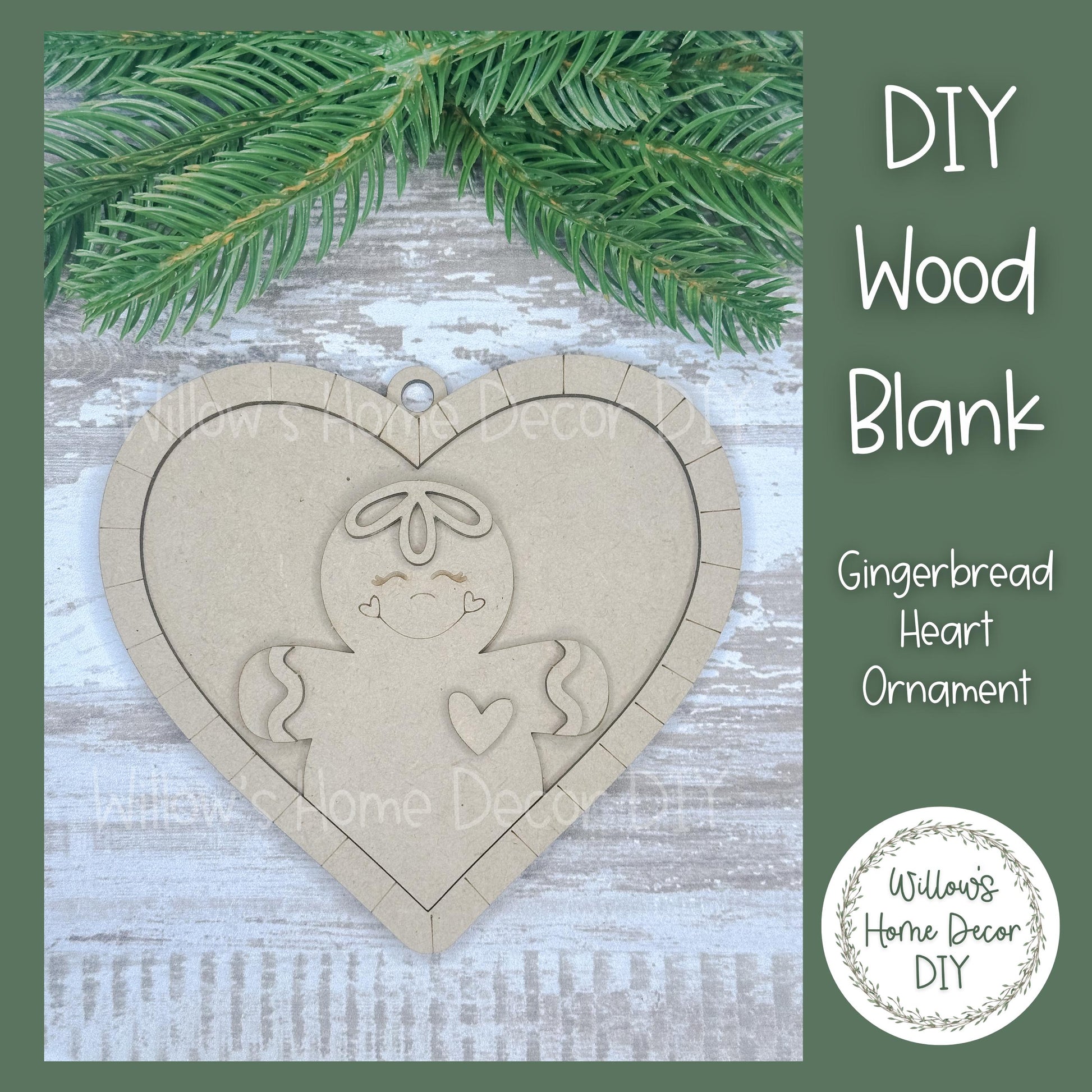 Reindeer Christmas Tree Ornament - Merry Christmas - DIY Wood Blank - Holiday Winter Decor - Tree Decoration - Adult Kids Paint Kit