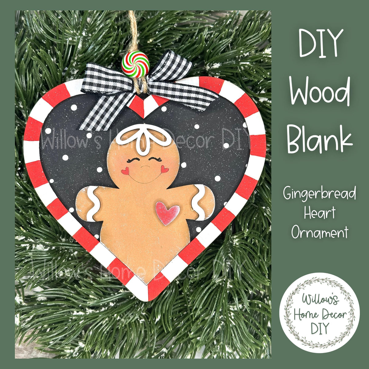 Reindeer Christmas Tree Ornament - Merry Christmas - DIY Wood Blank - Holiday Winter Decor - Tree Decoration - Adult Kids Paint Kit