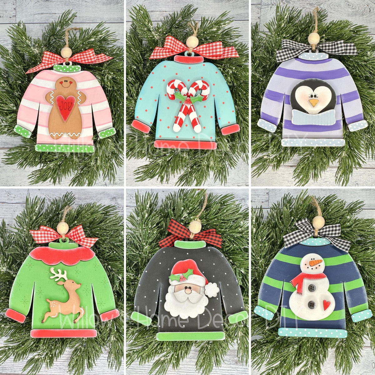 Christmas Sweater Ornament - DIY Wood Blank - Holiday Winter Decor - Tree Decoration - Adult Kids Paint Kit - Holiday Paint Night - Gift Tag
