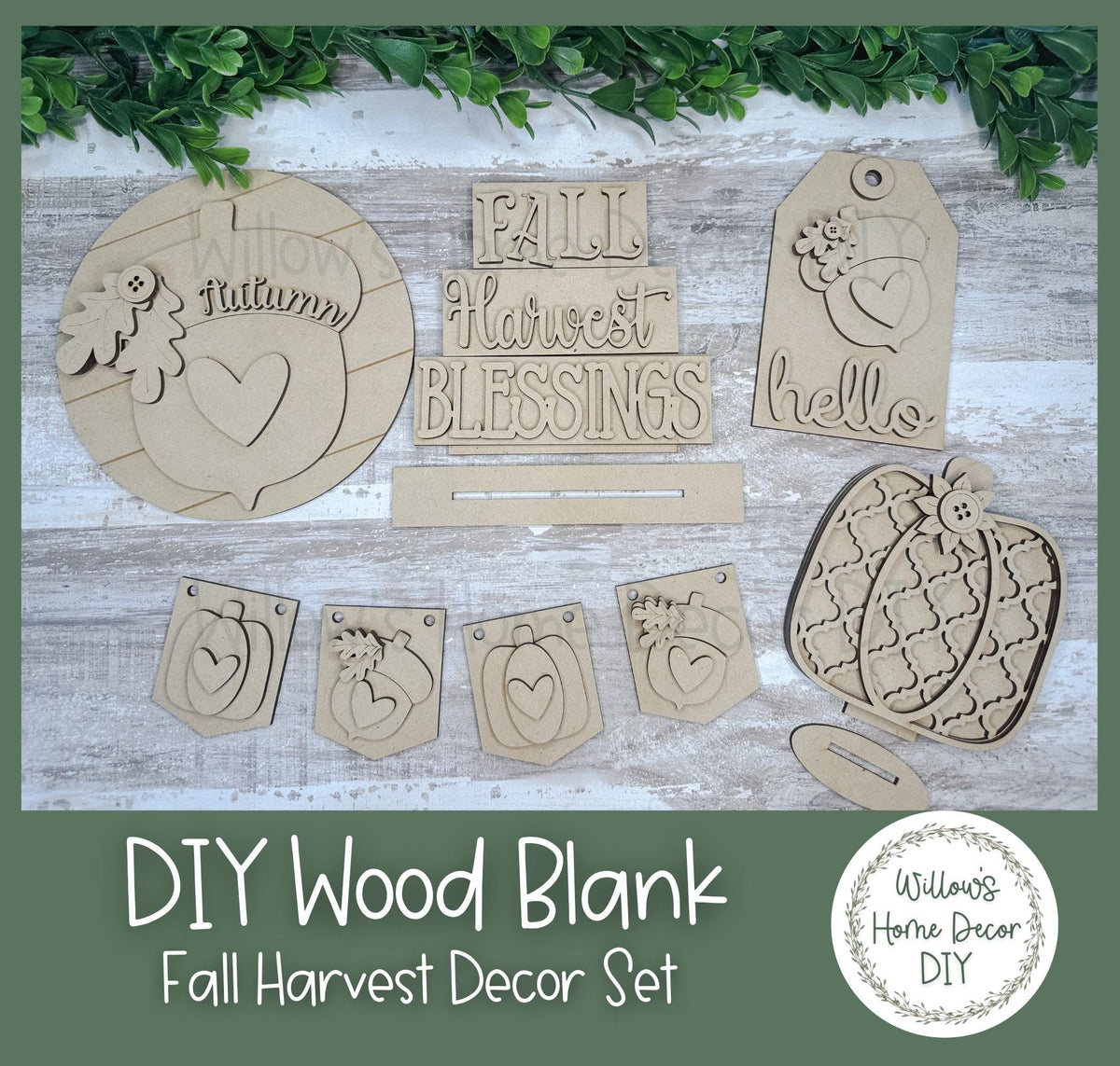 Hello Fall Tiered Tray - DIY Kit - Seasonal Home Decor - Fall Decor - VW Bug - Pumpkins - Leaves