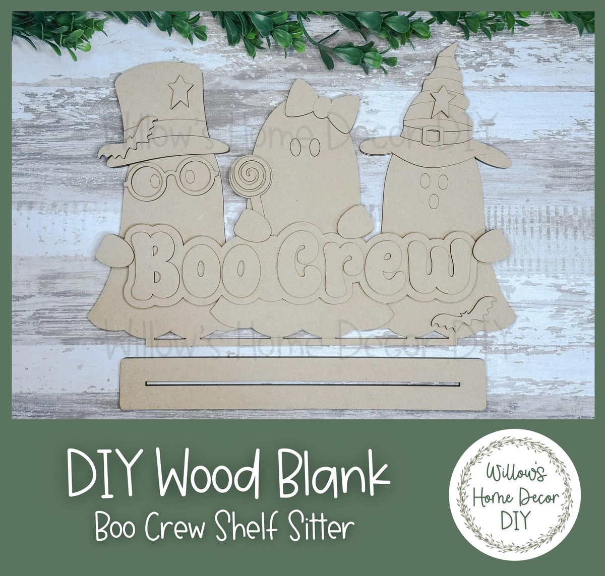 DIY Wood Blank Boo Crew Shelf Sitter - Halloween Decor - Unfinished Craft - Shelf Sitter - Paint Party Supply - Adult Kids Crafts -