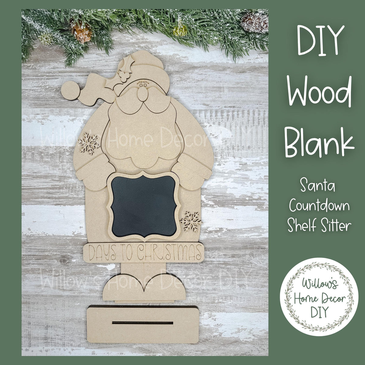 DIY Wood Blank Santa Countdown Shelf Sitter - Christmas Decor - Unfinished Craft - Paint Party Supply - Adult Kids Crafts - Holiday
