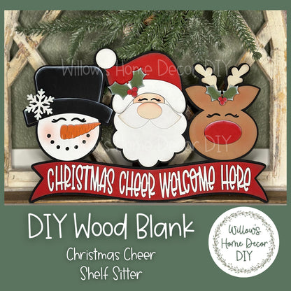 DIY ChristmasWood Blank Christmas Cheer Welcome Here - Shelf Sitter - Christmas Decor - Paint Party Supply - Unfinished Adult Kids Crafts