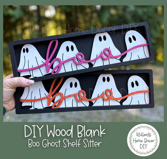 DIY Wood Blank Boo Shelf Sitter - Halloween Decor - Unfinished Craft - Shelf Sitter - Paint Party Supply - Adult Kids Teens Crafts
