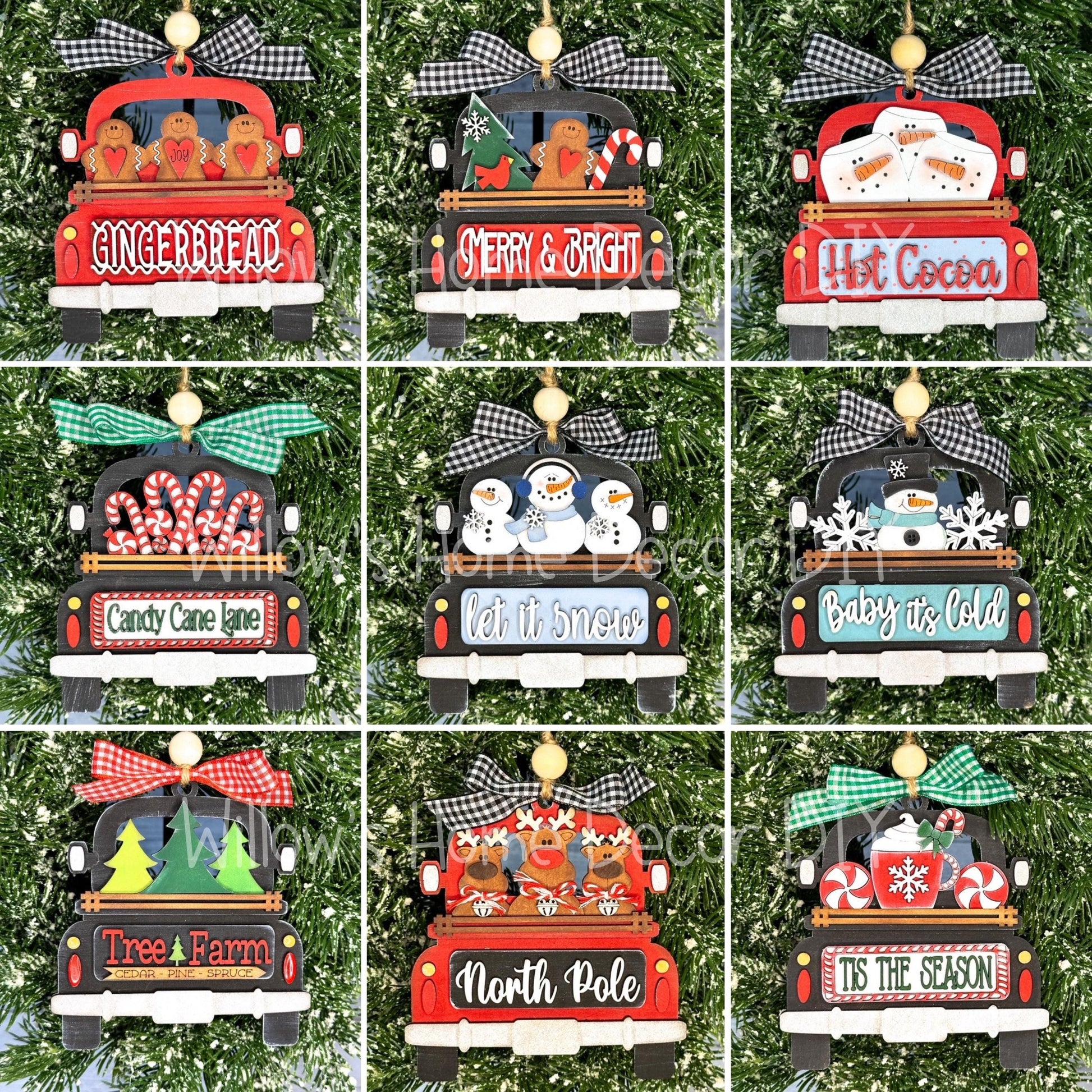 Christmas Truck Ornament - DIY Wood Blank - Holiday Winter Decor - Tree Decoration - Adult Kids Paint Kit - Holiday Paint Night - Gift Tag