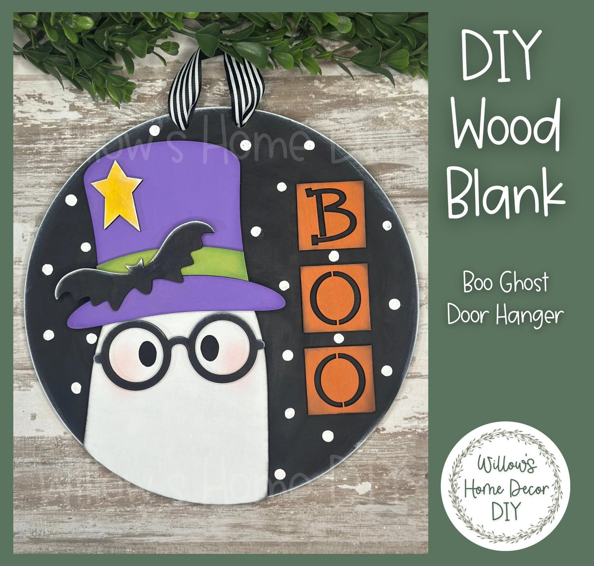 DIY Wood Blank Boo Ghost Door Hanger - Unfinished Adult Teen Kid Craft - Fall Halloween Porch Decor - Front Door Sign -Spooky -