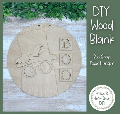 DIY Wood Blank Boo Ghost Door Hanger - Unfinished Adult Teen Kid Craft - Fall Halloween Porch Decor - Front Door Sign -Spooky -