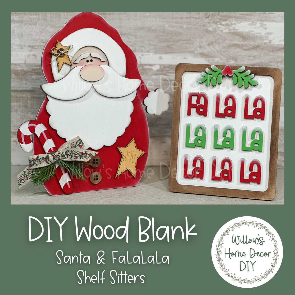 Santa Sign DIY Wood Blank - Shelf Sitter Sign - Christmas Decor - Unfinished Craft - Paint Party Supply - Adult Kids Teen Crafts