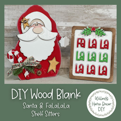 Santa Sign DIY Wood Blank - Shelf Sitter Sign - Christmas Decor - Unfinished Craft - Paint Party Supply - Adult Kids Teen Crafts