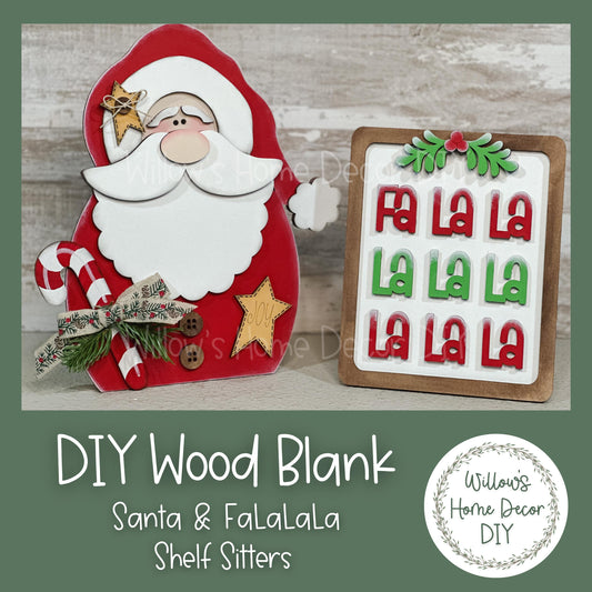 Santa Sign DIY Wood Blank - Shelf Sitter Sign - Christmas Decor - Unfinished Craft - Paint Party Supply - Adult Kids Teen Crafts