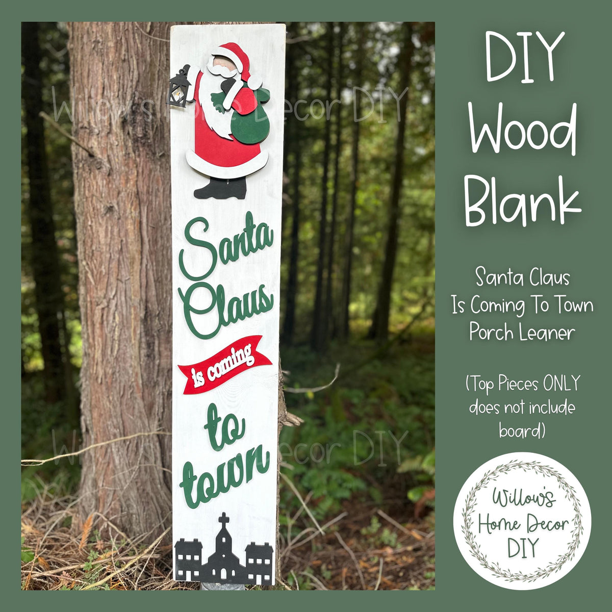 Santa Claus Is Coming To Town Porch Leaner - DIY Kit - Christmas Craft Kit - Front Door Decor - Family Adult Kid Crafts - Porch Decoration