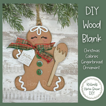 Gingerbread Christmas Tree Ornament - DIY Wood Blank - Holiday Winter Decor - Tree Decoration - Adult Kids Paint Kit