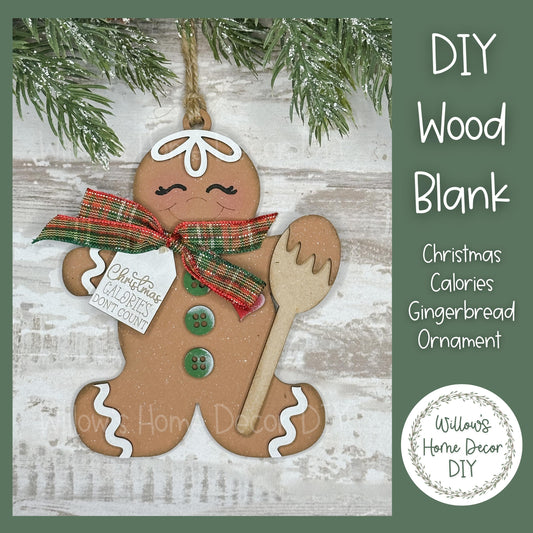 Gingerbread Christmas Tree Ornament - DIY Wood Blank - Holiday Winter Decor - Tree Decoration - Adult Kids Paint Kit