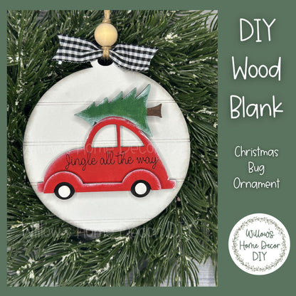 Christmas VW Bug Ornament - DIY Christmas Ornament Kit - Christmas Craft for Family and Kids - Wood Blanks for Crafters -
