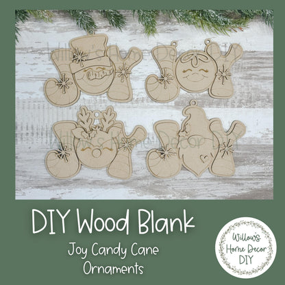 DIY Ornament - Joy Candy Cane Tree Decoration - Christmas Crafts - Wood Blanks For Crafters