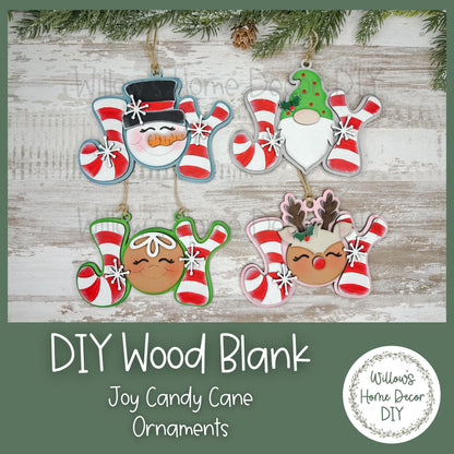 DIY Ornament - Joy Candy Cane Tree Decoration - Christmas Crafts - Wood Blanks For Crafters