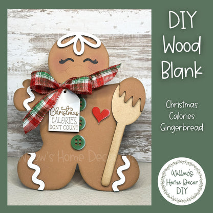 Gingerbread DIY Wood Blank - Shelf Sitter Sign - Christmas Decor - Unfinished Craft - Paint Party Supply - Adult Kids Teen Craft Night