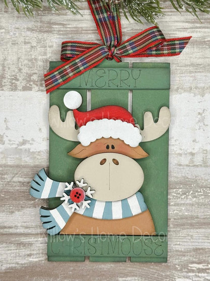 Moose Christmas Tree Ornament - Merry Christmas - Christmoose DIY Wood Blank - Holiday Winter Decor - Tree Decoration - Adult Kids Paint Kit