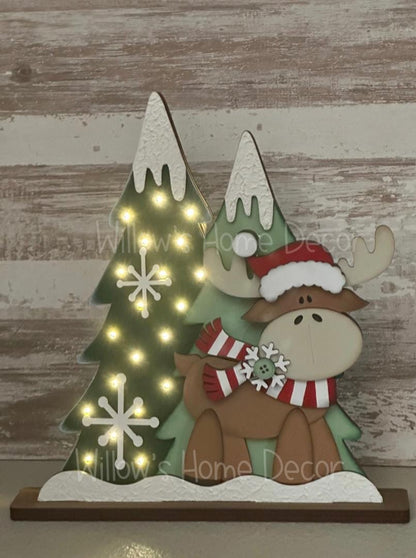 Christmas Moose DIY Wood Blank - Light Up Shelf Sitter Sign - Christmas Decor - Unfinished Adult Kids Teen Craft - Paint Party Supply