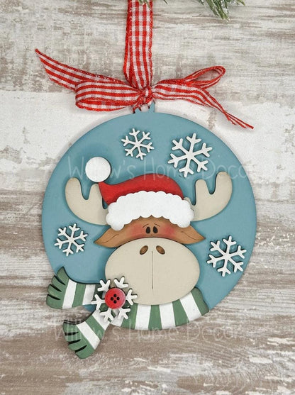 Moose Christmas Tree Ornament - Merry Christmas - Christmoose DIY Wood Blank - Holiday Winter Decor - Tree Decoration - Adult Kids Paint Kit