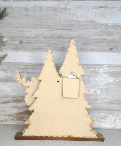 Christmas Moose DIY Wood Blank - Light Up Shelf Sitter Sign - Christmas Decor - Unfinished Adult Kids Teen Craft - Paint Party Supply