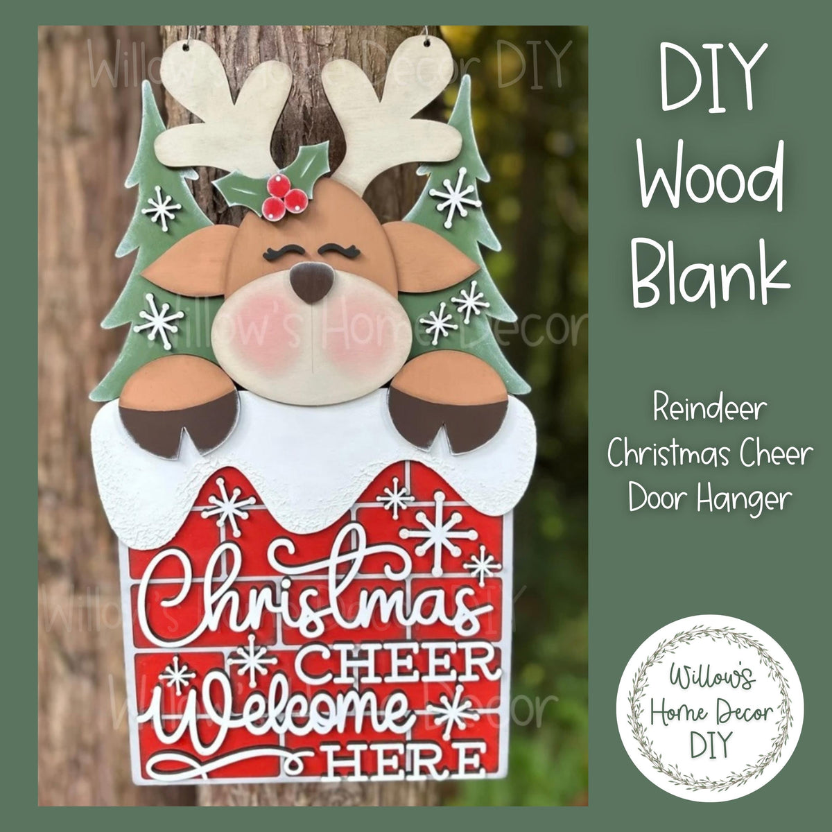 DIY Wood Blank Christmas Cheer Door Hanger - Unfinished Adult Kids Craft - Christmas Porch Decor - Front Door Sign- Paint Party Blank