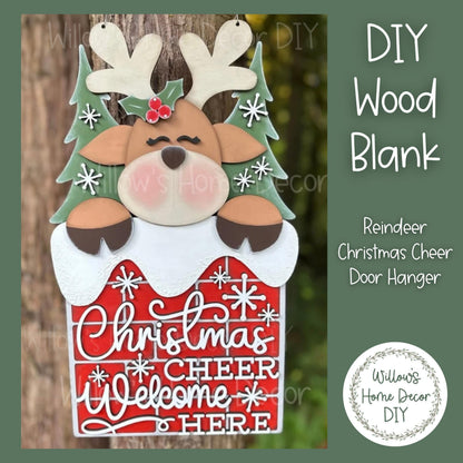 DIY Wood Blank Christmas Cheer Door Hanger - Unfinished Adult Kids Craft - Christmas Porch Decor - Front Door Sign- Paint Party Blank