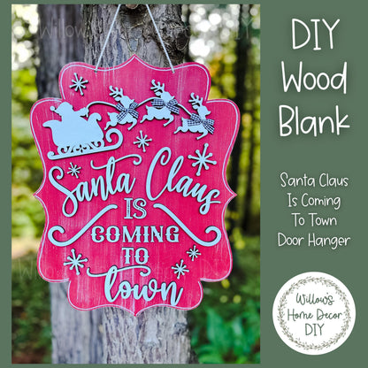DIY Wood Blank Santa Claus Door Hanger - Unfinished Adult Kids Craft - Christmas Porch Decor - Front Door Sign- Paint Party Blank