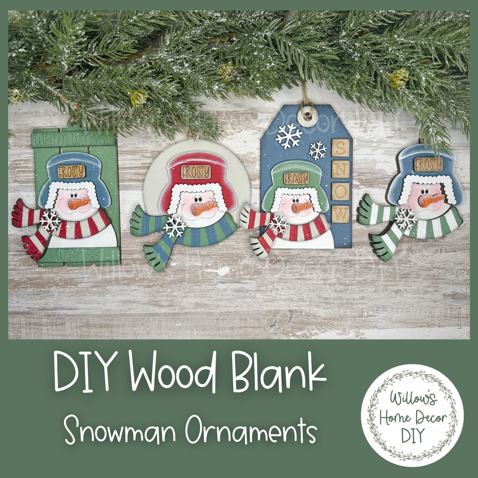 DIY Snowman Ornament | Ear Flap Hat | Wood Blank for Crafters
