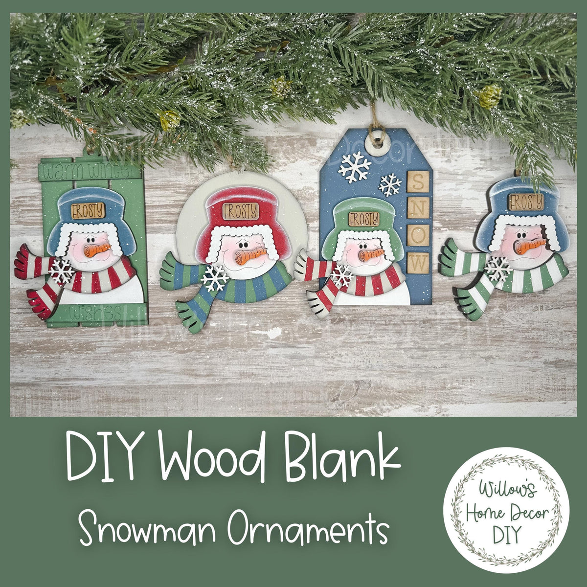 DIY Snowman Ornament | Ear Flap Hat | Wood Blank for Crafters