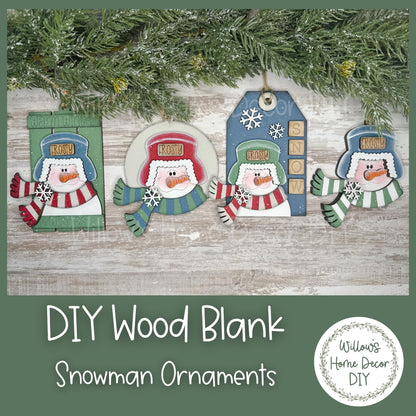 DIY Snowman Ornament | Ear Flap Hat | Wood Blank for Crafters