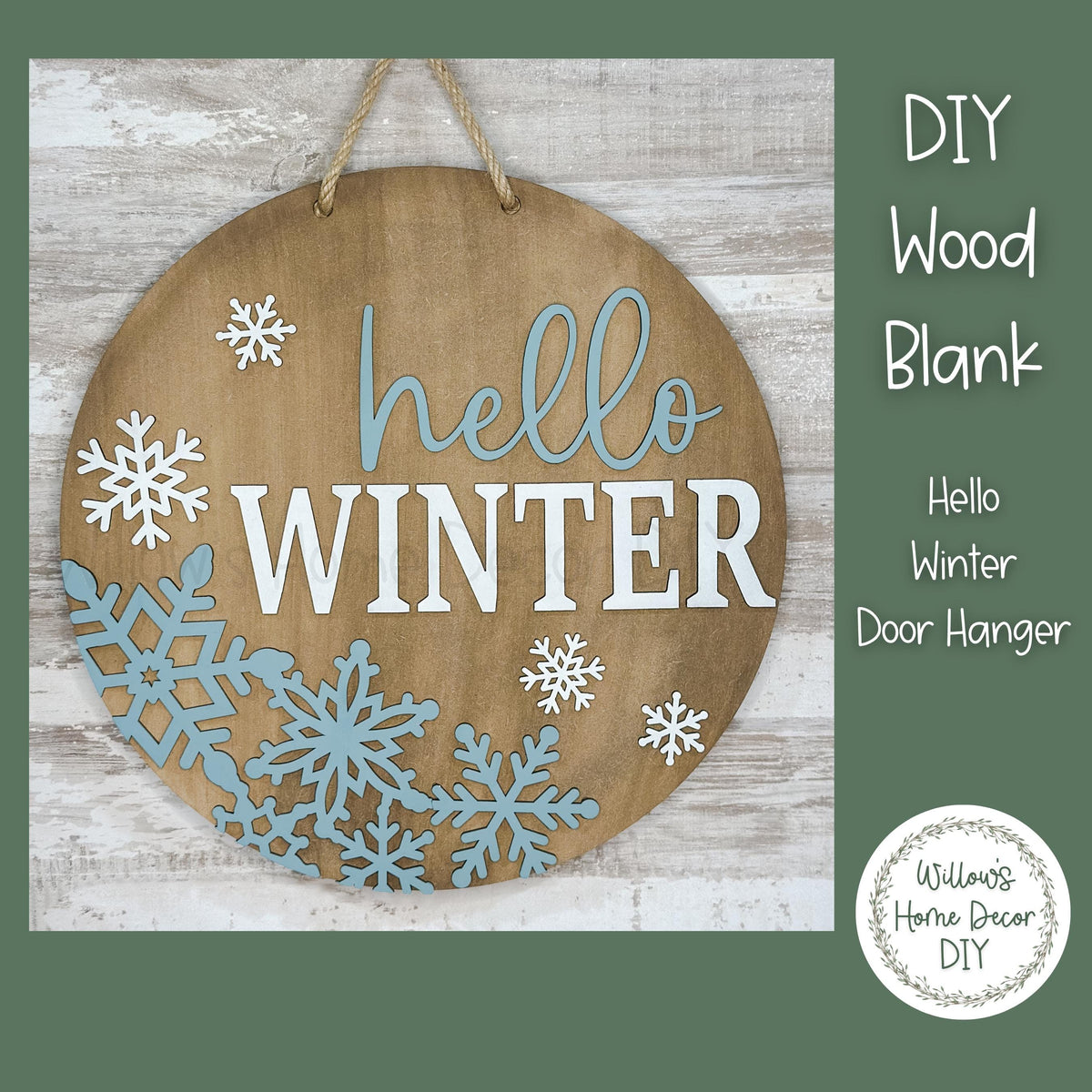 DIY Wood Blank Welcome Winter Snowflake Door Hanger | Unfinished Craft