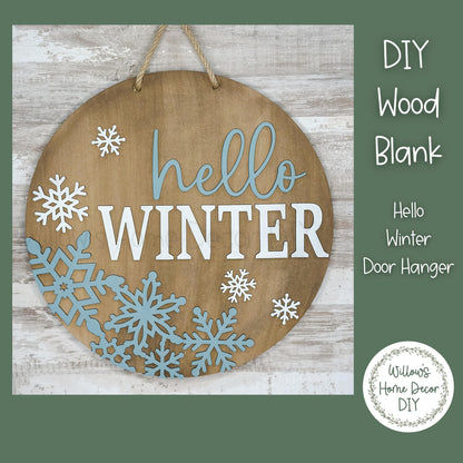 DIY Wood Blank Welcome Winter Snowflake Door Hanger | Unfinished Craft