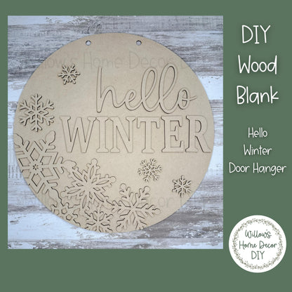 DIY Wood Blank Welcome Winter Snowflake Door Hanger | Unfinished Craft