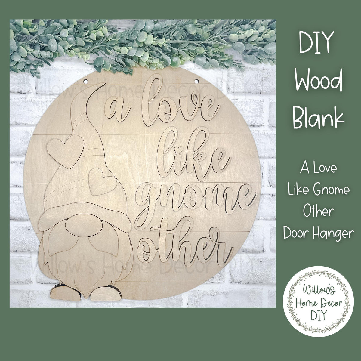 DIY Wood Blank A Love Like Gnome Other Valentine's Day Door Hanger | Unfinished Craft