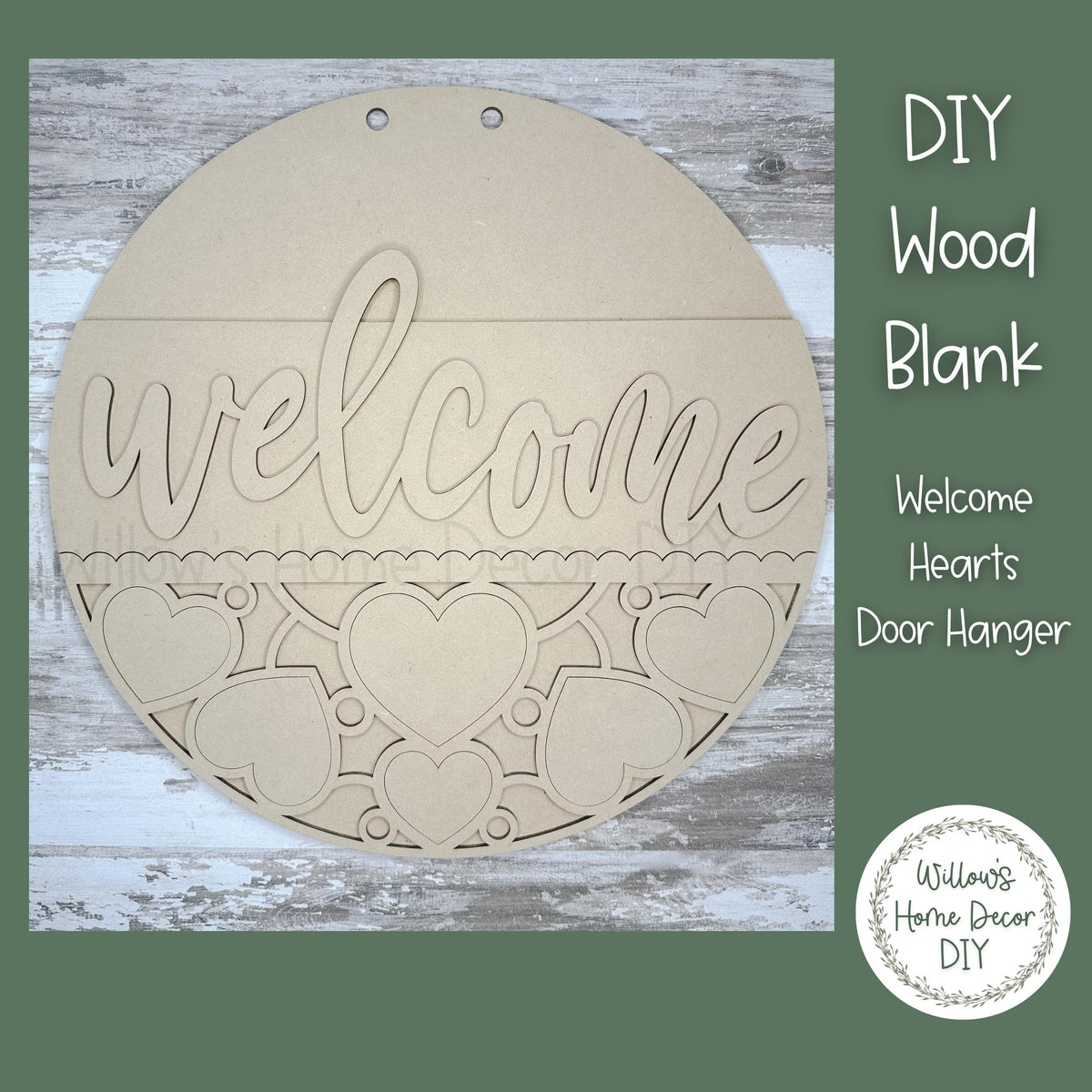 DIY Wood Blank Welcome Hearts Valentine's Day Door Hanger | Unfinished Adult Kids Family Craft