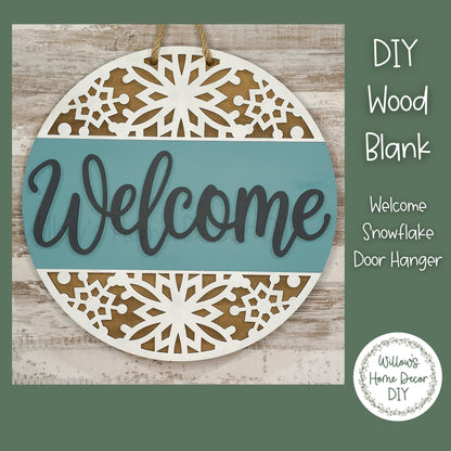 DIY Wood Blank Welcome Winter Snowflake Door Hanger | Unfinished Craft