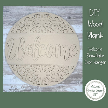 DIY Wood Blank Welcome Winter Snowflake Door Hanger | Unfinished Craft