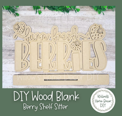 DIY Fresh Berries Shelf Sitter - Strawberry Wood Craft Blank - Summer Decor