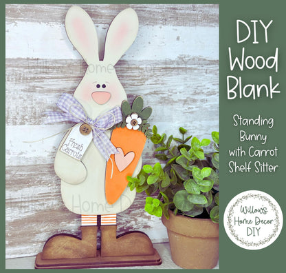 DIY Standing Bunny With Carrot – Easter Shelf Sitter Craft Blank